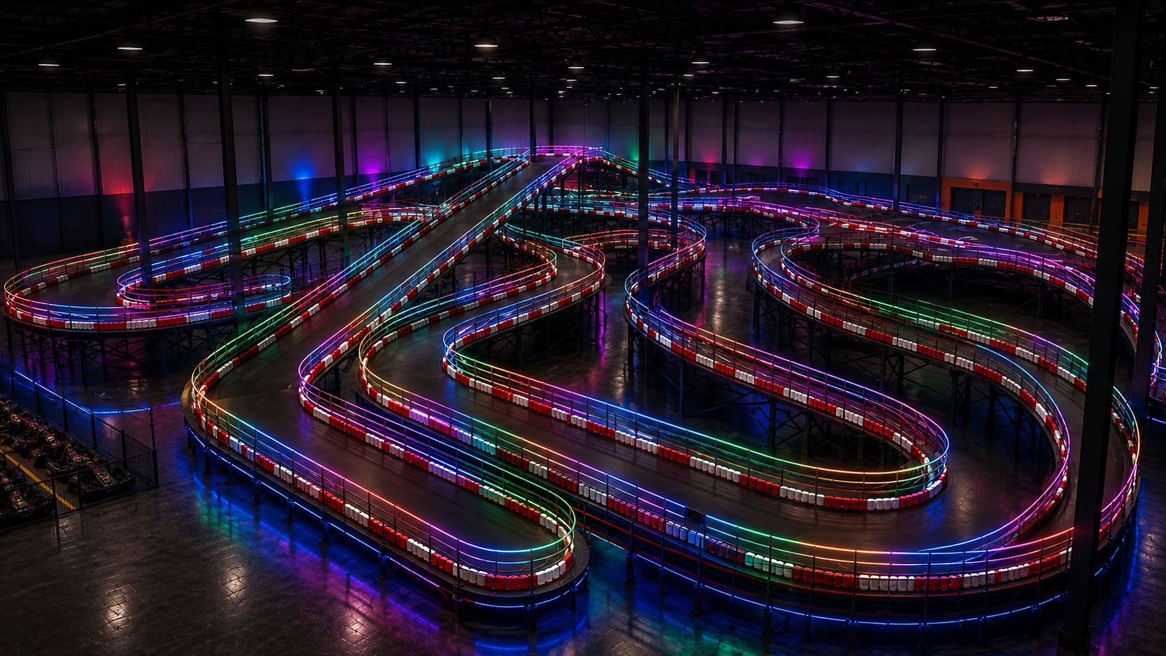 Completed OverUp multilevel karting track