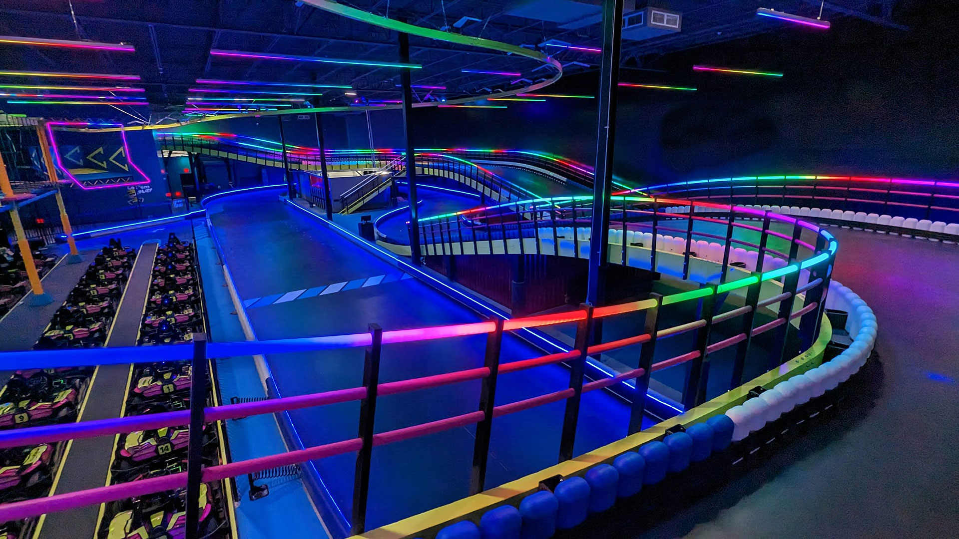 OverUp multilevel karting track with elevated sections