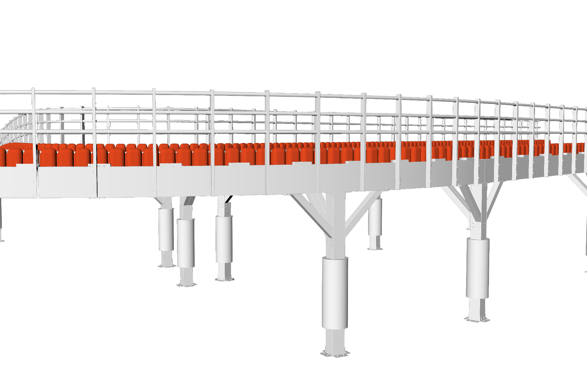 3D render highlighting the karting safety barriers